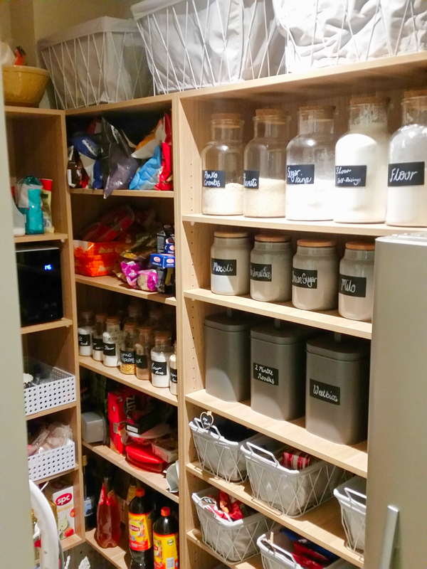 Organise pantry, shelves, jars and boxes